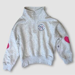 NWT Old Navy Valentine’s Heart half-zip Sweatshirt Hoodie Gray & Pink Girls 6–7